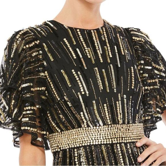 MAC DUGGAL Women’s Embellished Full Length Layered Sleeves Gown in the Size 12 - Picture 4 of 10